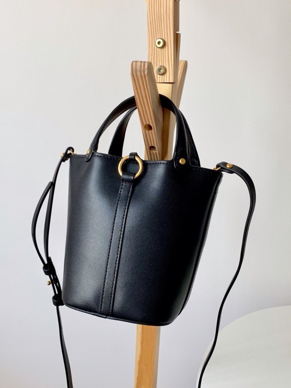 Tory Burch Black Leather Mini Tote Crossbody Bag with Logo Charm - Picture 2 of 5